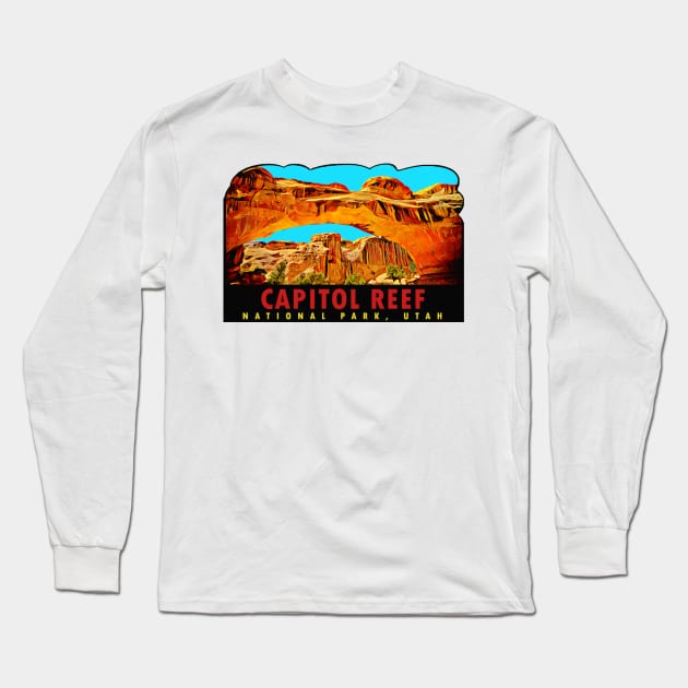 Capitol Reef National Park Utah Vintage Long Sleeve T-Shirt by Hilda74